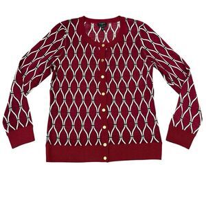 Talbots Maroon Red 100% Merino Wool Cardigan Sweater Size MP Petite